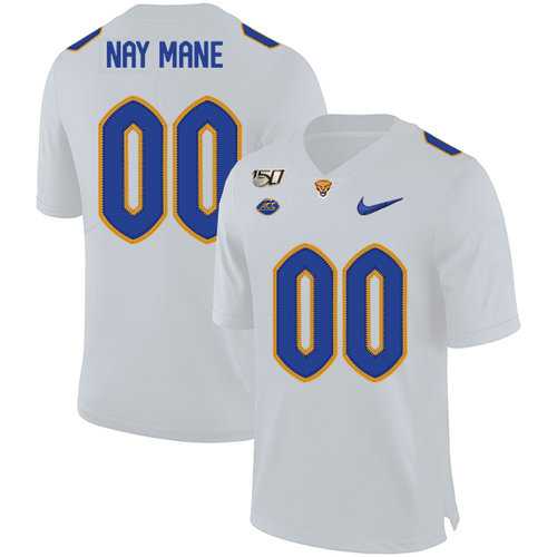 Men%27s Pittsburgh Panthers Customized White 150th Anniversary Patch Nike College Football Jersey